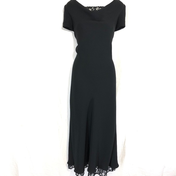 Donna Ricco Dresses & Skirts - DONNA RICCO LBD Black Lace Trim Midi Dress sz 10